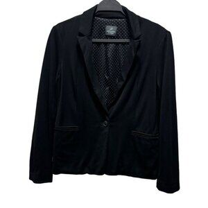 Adrianna Papell Womens Black Blazer Jacket Polka Dot Lining  Size Medium